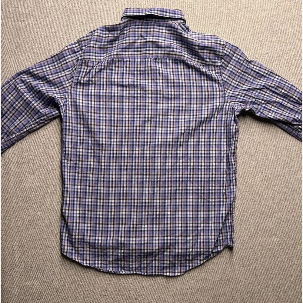 Michael Kors Men's Long Sleeve Plaid Button-Down Shirt Size Large Blue Purple